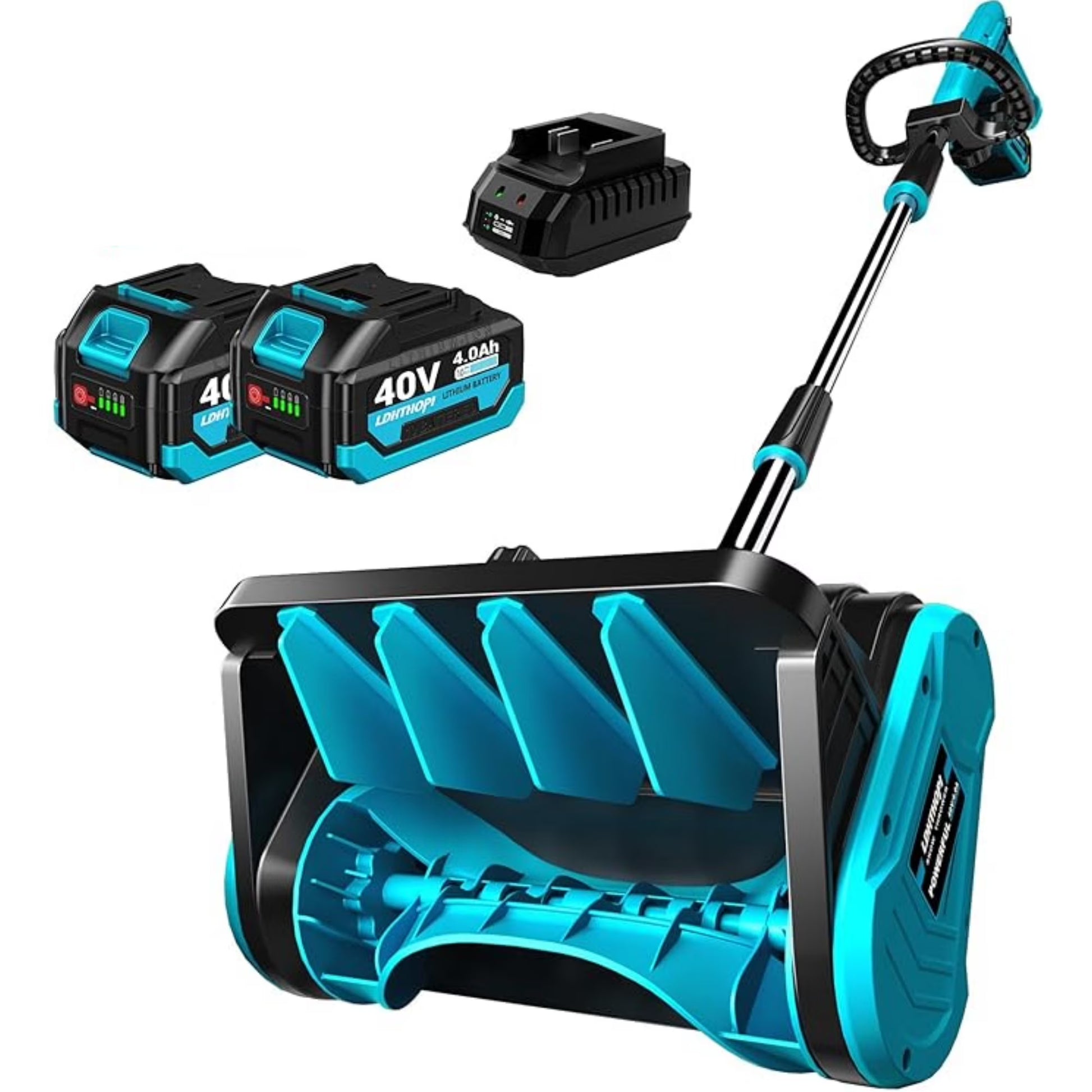 Gewna 24V 13 Inch Cordless Snow Shovel, Battery Powered Snow Blower 2*4-Ah Battery & Charger,for Home, Yard, Lawn, and Patio,Blue