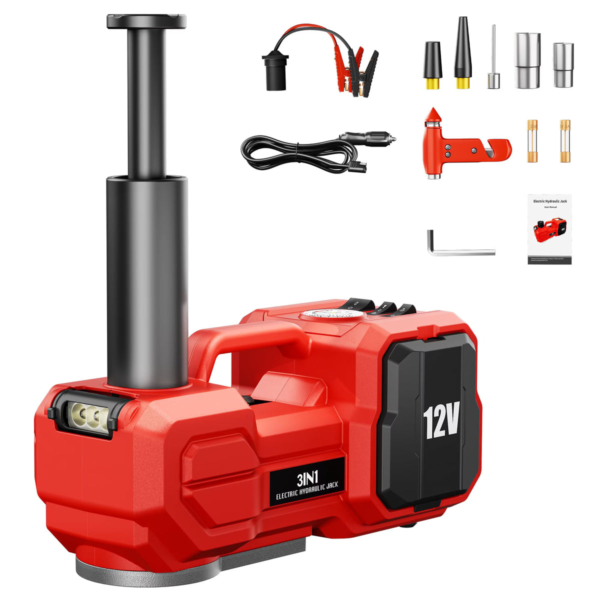 Dkenicor Electric Car Jack,6 Ton 12V Portable Hydraulic Car Jack with Inflatable Pump,LED Light,for SUVs,MPVs,Sedans,Tire Change & Repair