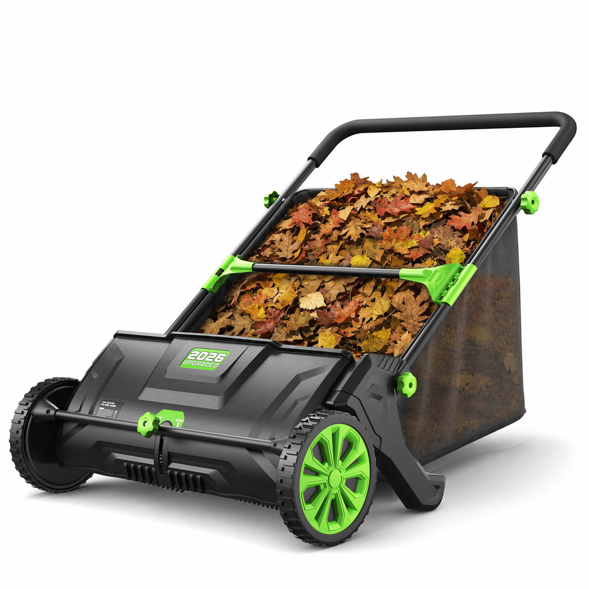 Dkenicor 26-inch Push Lawn Sweeper, Heavy Duty Steel Leaf & Grass Collector with 4.25 cu.ft Mesh Hopper Bag,Green