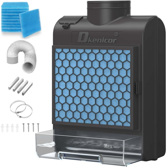 Gewna 3-in-1 Indoor Dryer Vent Kit with Water Drawer System and 10 Pcs Polyester Filters, for Electric Clothes Dryers (Vent Horse Include) Black