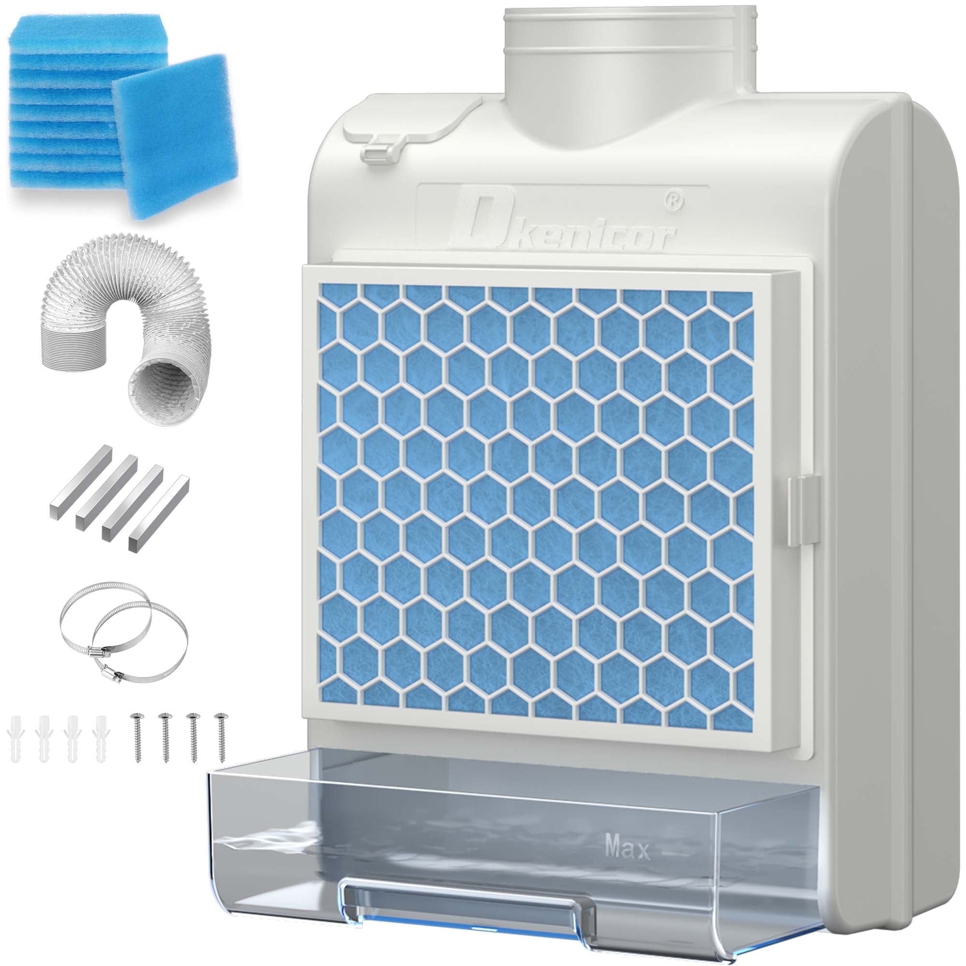 Gewna 3-in-1 Indoor Dryer Vent Kit with Water Drawer System and Polyester Filters, for Electric Clothes Dryers (Vent Horse Include) White