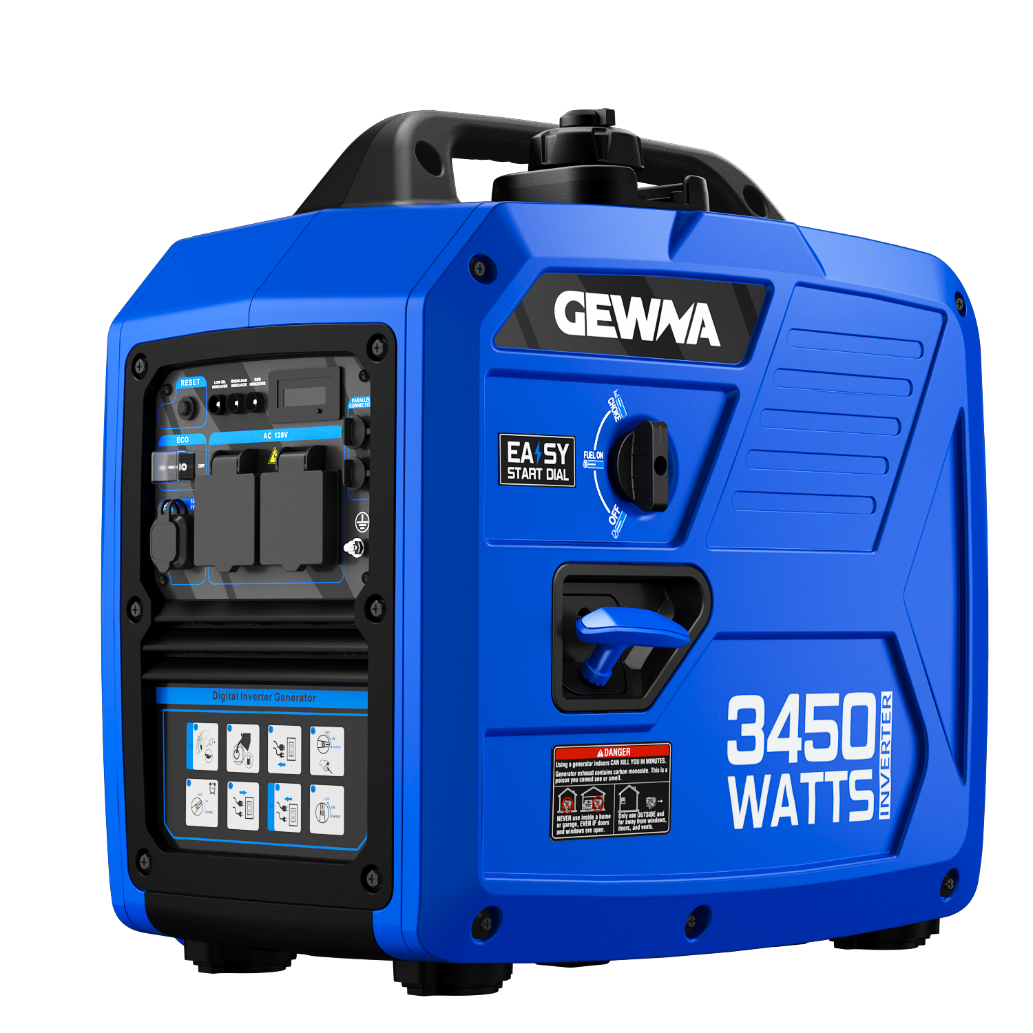 Gewna 3450-Watt Peak Watt Portable Gas Powered Inverter Generator,for Home Backup,RV Ready,Long Run Time£¬Super Quiet & Lightweight