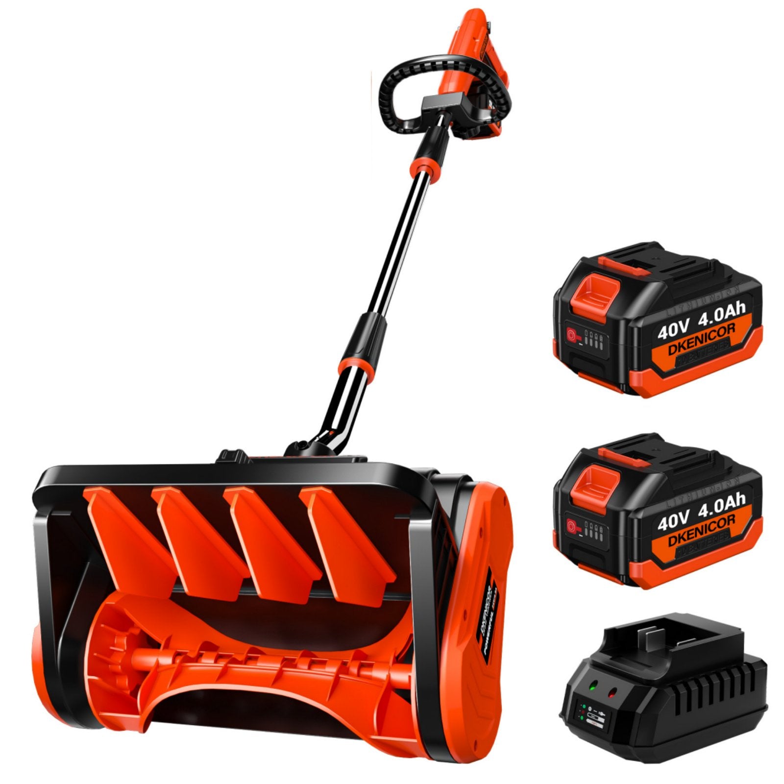 Gewna 24V 13 Inch Cordless Snow Shovel, Battery Powered Snow Blower 2*4-Ah Battery & Charger,for Home, Yard, Lawn, and Patio,Orange