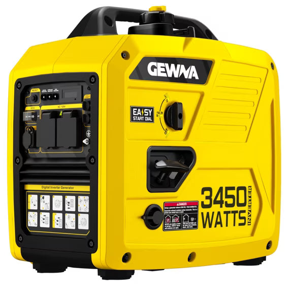 Gewna 3450-Watt Portable Inverter Generator (Gas Powered) ,Super Quiet, Lightweight Design for Home Backup & RV , Long Run Time,Yellow