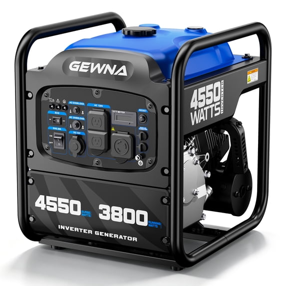 Gewna 4550W Portable Gas Inverter Generator for Home Backup,Emergency,Camping,1.65 Gallon,Blue