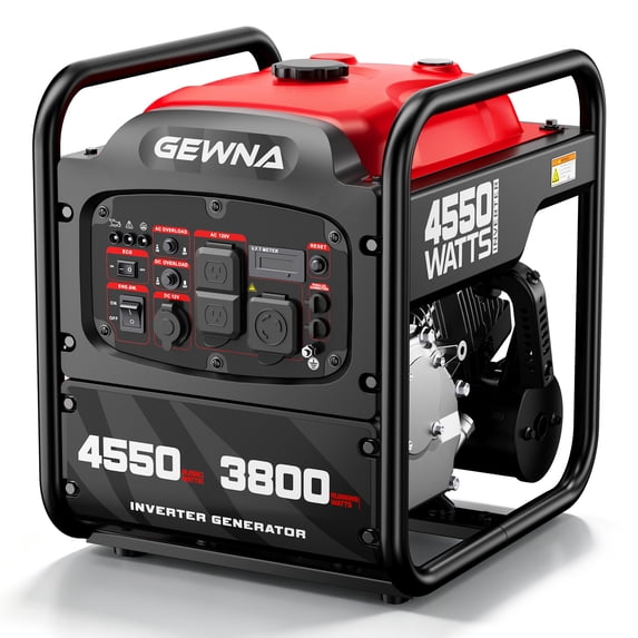 Gewna 4550W Portable Gas Inverter Generator for Home Backup,Emergency,Camping,1.65 Gallon,Red