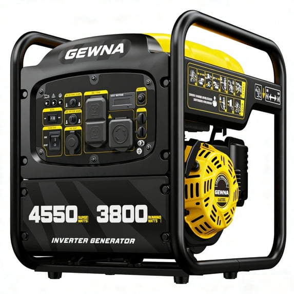 Gewna 4550W Portable Gas Inverter Generator for Home Backup,Emergency,Camping,1.65 Gallon,Yellow