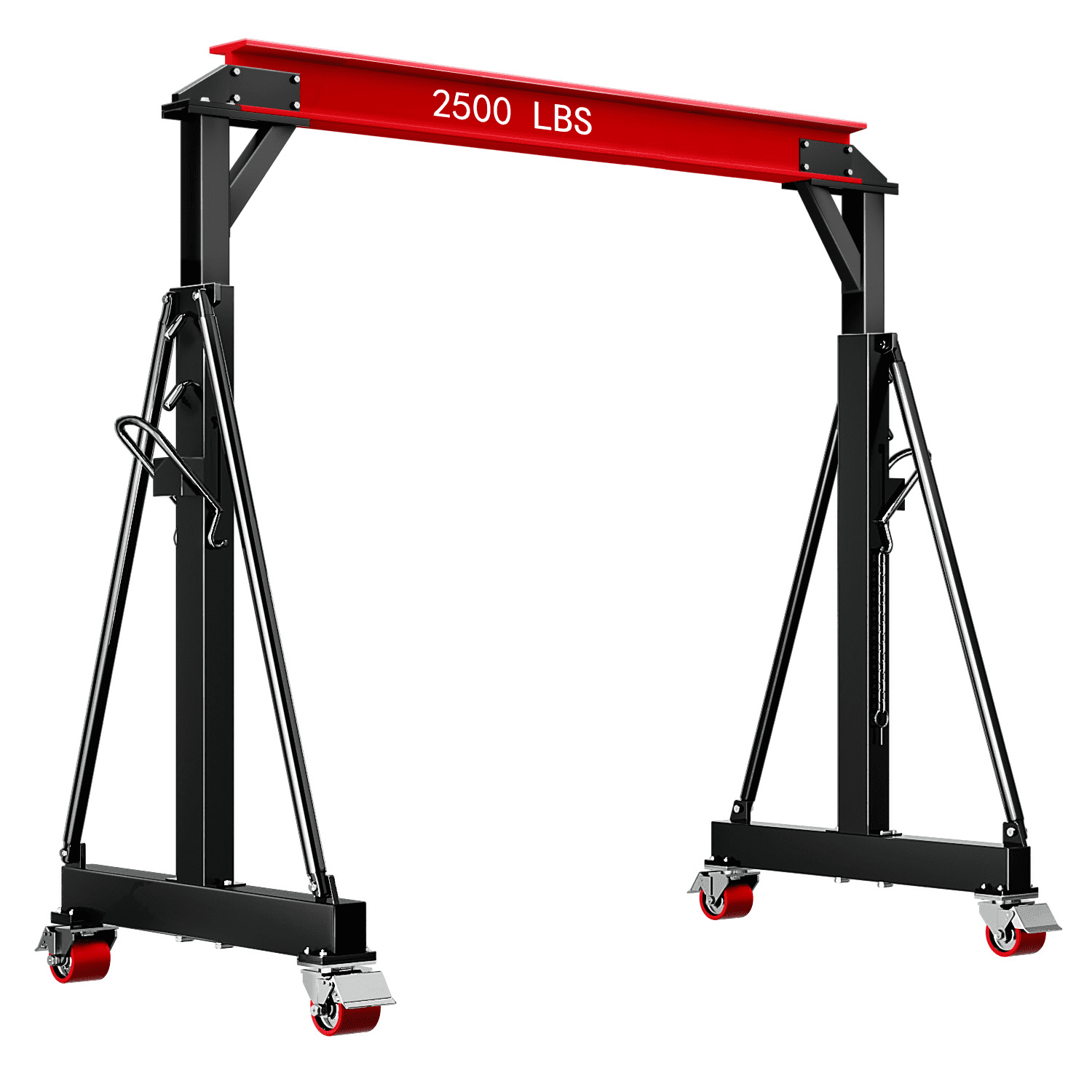 Gewna Adjustable Steel Gantry Crane, 1 Ton/ 2500 lb Capacity, 8.2-12.5ft, Portable Lift Hoist for Factories, Warehouses,No Accessories,Red